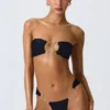 Sunny Isles Embellished Cut-Out Bandeau Bikini Top in Black