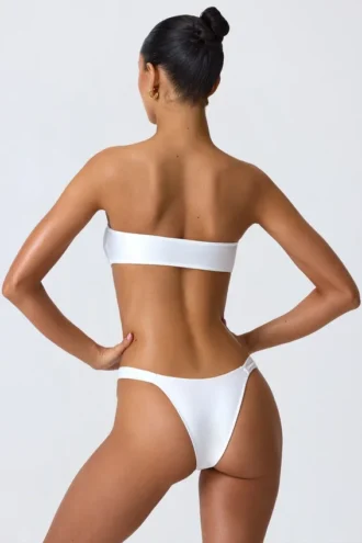 Sunray Embellished Wide Strap Cheeky Bikini Bottoms in White