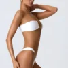 Sunray Embellished Wide Strap Cheeky Bikini Bottoms in White