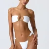 Sunray Embellished Wide Strap Cheeky Bikini Bottoms in White
