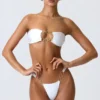 Sunray Embellished Wide Strap Cheeky Bikini Bottoms in White