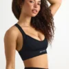 Super Sculpt Seamless Cross-Back Sports Bra in Black