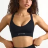 Super Sculpt Seamless Cross-Back Sports Bra in Black