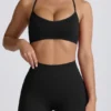 Super Sculpt Seamless Cross-Back Sports Bra in Black