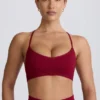 Super Sculpt Seamless Cross-Back Sports Bra in Burgundy