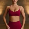 Super Sculpt Seamless Cross-Back Sports Bra in Burgundy