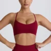 Super Sculpt Seamless Cross-Back Sports Bra in Burgundy