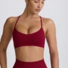 Super Sculpt Seamless Cross-Back Sports Bra in Burgundy
