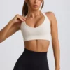 Super Sculpt Seamless Cross-Back Sports Bra in White