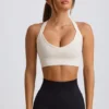 Super Sculpt Seamless Cross-Back Sports Bra in White