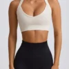 Super Sculpt Seamless Cross-Back Sports Bra in White