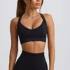Super Sculpt Seamless Crossback Sports Bra in Black
