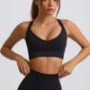Super Sculpt Seamless Crossback Sports Bra in Black