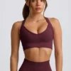 Super Sculpt Seamless Crossback Sports Bra in Burgundy