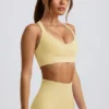 Super Sculpt Seamless Crossback Sports Bra in Butter Yellow