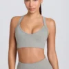 Super Sculpt Seamless Crossback Sports Bra in Grey Marl