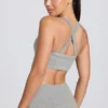 Super Sculpt Seamless Crossback Sports Bra in Grey Marl