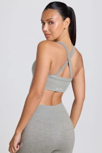 Super Sculpt Seamless Crossback Sports Bra in Grey Marl