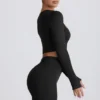 Super Sculpt Seamless Long-Sleeve Crop Top in Black
