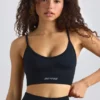 Super Sculpt Seamless Scoop-Neck Sports Bra in Black