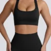 Super Sculpt Seamless T-Back Sports Bra in Black