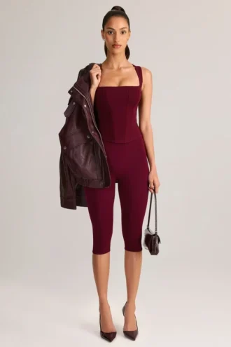 Suri Modal Mid-Rise Capri Leggings in Wine