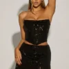 Sybil Embellished Draped Mid-Rise Mini Skirt in Black
