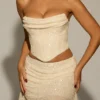 Sybil Embellished Draped Mid-Rise Mini Skirt in White