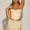 Sybil Embellished Draped Mid-Rise Mini Skirt in White