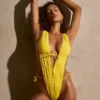 Syros Ruched Cut-Out Swimsuit in Golden Yellow