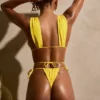 Syros Ruched Cut-Out Swimsuit in Golden Yellow