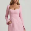 Tacita Sweetheart-Neck Structured Mini Dress in Soft Pink