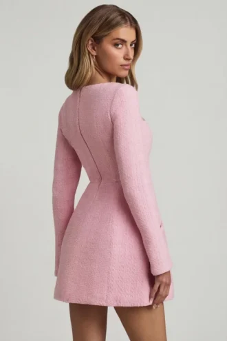 Tacita Sweetheart-Neck Structured Mini Dress in Soft Pink
