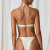 Tahiti Underwired Halterneck Bikini Top in Pearl White
