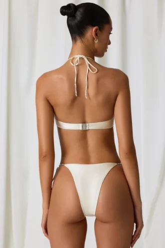 Tahiti Underwired Halterneck Bikini Top in Pearl White