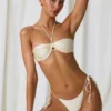 Tahiti Underwired Halterneck Bikini Top in Pearl White