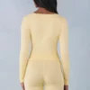 Tahlia Knit Long-Sleeve Cardigan in Butter Yellow