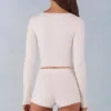 Tahlia Knit Long-Sleeve Cardigan in Ivory