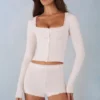 Tahlia Knit Long-Sleeve Cardigan in Ivory