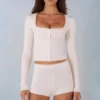 Tahlia Knit Long-Sleeve Cardigan in Ivory