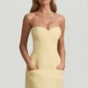 Talina Sweetheart-Neck Strapless Structured Mini Dress in Pastel Yellow