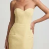 Talina Sweetheart-Neck Strapless Structured Mini Dress in Pastel Yellow