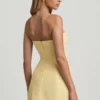 Talina Sweetheart-Neck Strapless Structured Mini Dress in Pastel Yellow