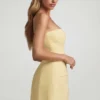Talina Sweetheart-Neck Strapless Structured Mini Dress in Pastel Yellow