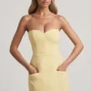 Talina Sweetheart-Neck Strapless Structured Mini Dress in Pastel Yellow