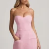 Talina Sweetheart-Neck Strapless Structured Mini Dress in Soft Pink