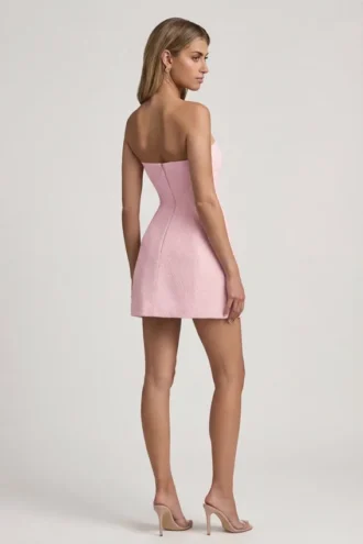 Talina Sweetheart-Neck Strapless Structured Mini Dress in Soft Pink