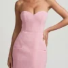 Talina Sweetheart-Neck Strapless Structured Mini Dress in Soft Pink