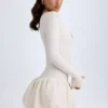 Tallou Modal Drop-Waist Bubble Hem Mini Dress in Ivory