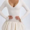 Tallou Modal Drop-Waist Bubble Hem Mini Dress in Ivory